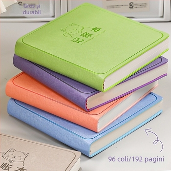 George willsons Notebook pătrat compact pentru finanțe familiale — copertă din piele sintetică, legare cu ață, Dowling hârtie, 100 g/m²