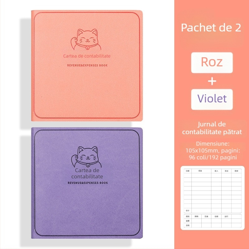 George willsons Notebook pătrat compact pentru finanțe familiale — copertă din piele sintetică, legare cu ață, Dowling hârtie, 100 g/m²