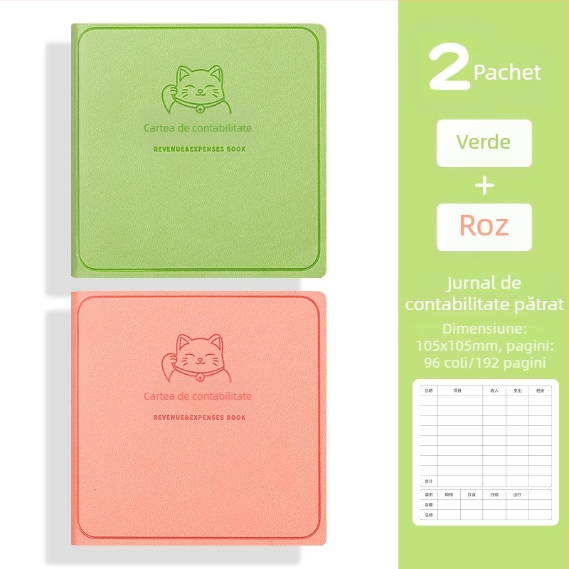 George willsons Notebook pătrat compact pentru finanțe familiale — copertă din piele sintetică, legare cu ață, Dowling hârtie, 100 g/m²