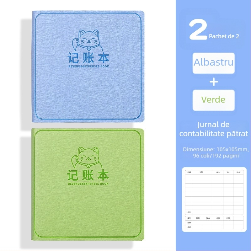 George willsons Notebook pătrat compact pentru finanțe familiale — copertă din piele sintetică, legare cu ață, Dowling hârtie, 100 g/m²