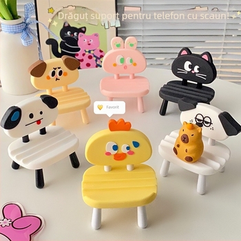 Suport pentru telefon în formă de scăunel — stil desen animat, ABS+PVC, Mu Qixi, personalizare disponibilă