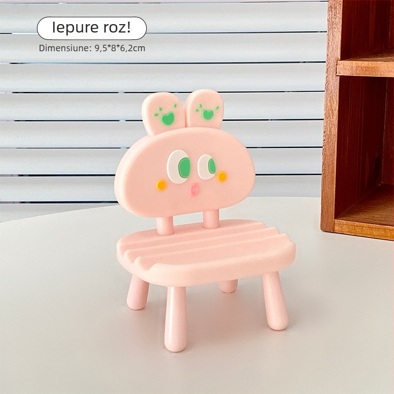 Suport pentru telefon în formă de scăunel — stil desen animat, ABS+PVC, Mu Qixi, personalizare disponibilă