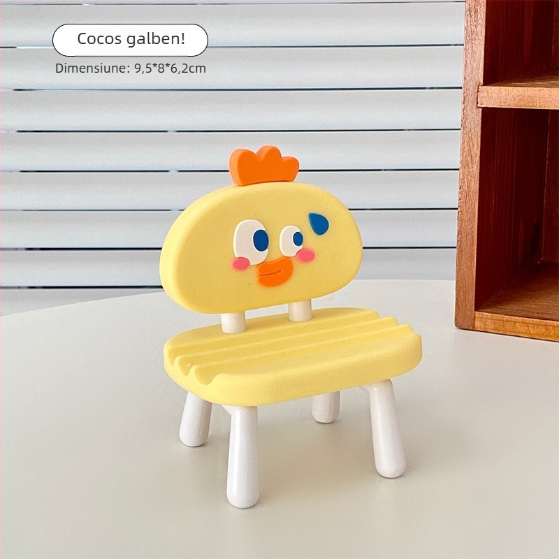 Suport pentru telefon în formă de scăunel — stil desen animat, ABS+PVC, Mu Qixi, personalizare disponibilă