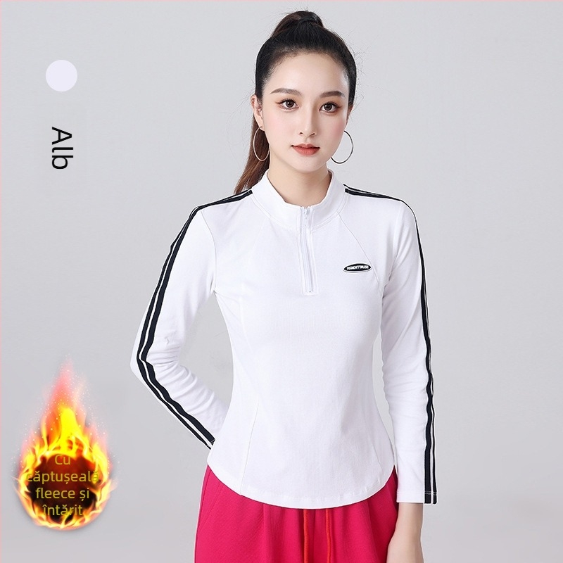 Set de dans pătrat pentru femei — Bluza cu mâneci lungi, fermoar parțial și pantaloni, bumbac 92%, potrivit primăvara, toamna și iarna