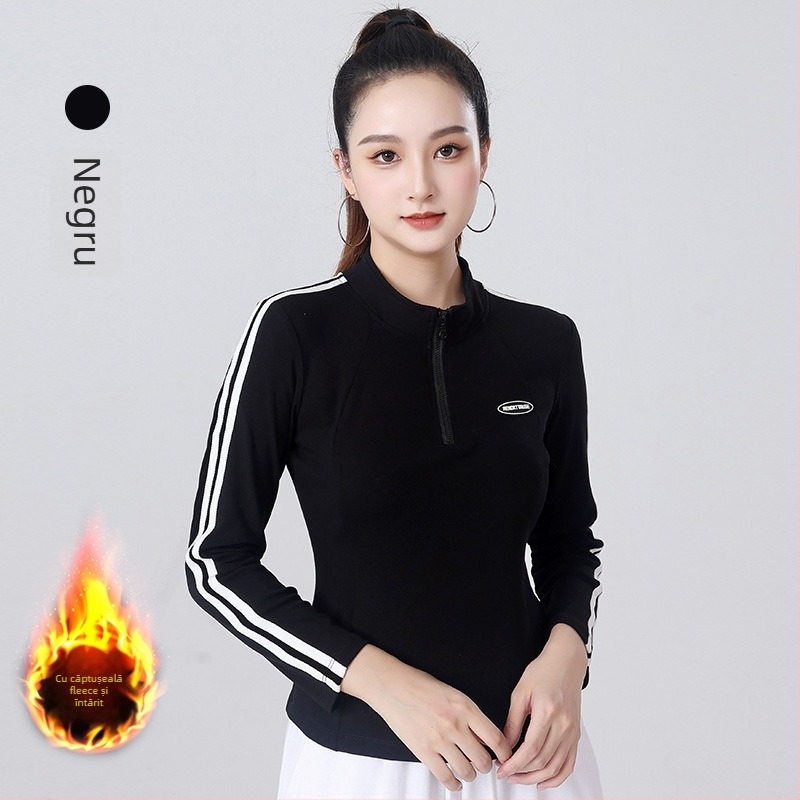 Set de dans pătrat pentru femei — Bluza cu mâneci lungi, fermoar parțial și pantaloni, bumbac 92%, potrivit primăvara, toamna și iarna