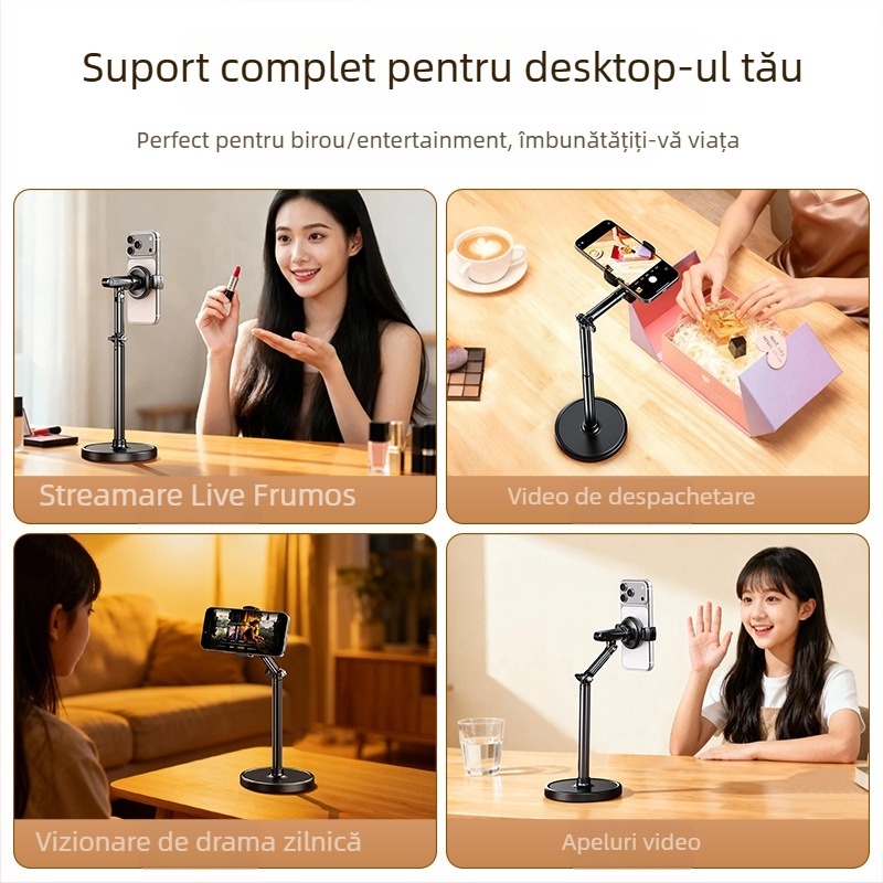 Boneruy — Suport pentru telefon pentru cadru de sus pe birou, din aliaj, cu personalizare, potrivit pentru selfie și streaming live