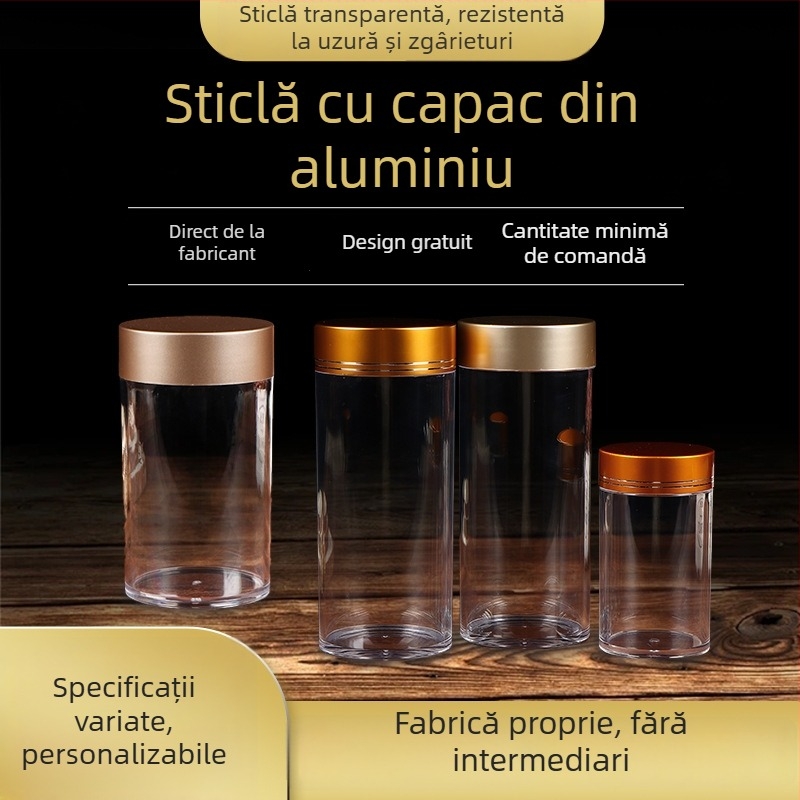 Sticlă de capsule etanșă rezistentă la umezeală din plastic PS, turnare PET prin blow molding, cu capac, ambalaj tip borcan, capacitate personalizabilă