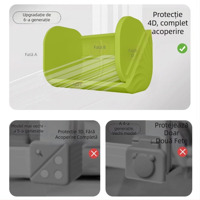 Protecție de colț pentru fereastră, anti-coliziune, rezistent la uzură, material din silicon, resetare automată