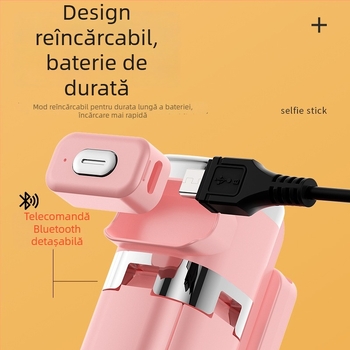 M03S trepied cu patru picioare și selfie stick Bluetooth cu lumină LED pentru fotografii; Material: oțel inoxidabil + ABS; Telecomandă; Model: M03/M03S