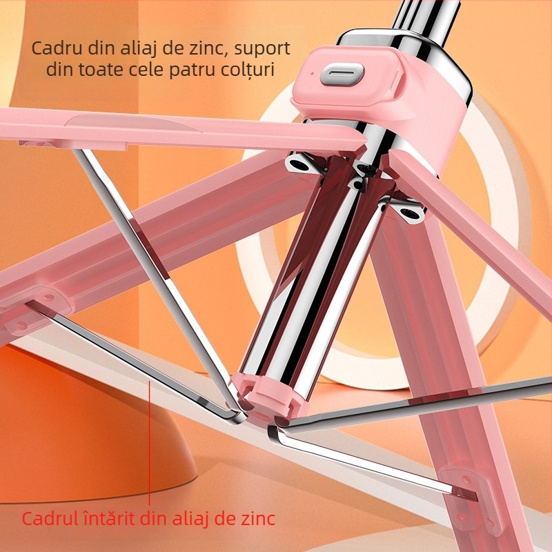 M03S trepied cu patru picioare și selfie stick Bluetooth cu lumină LED pentru fotografii; Material: oțel inoxidabil + ABS; Telecomandă; Model: M03/M03S