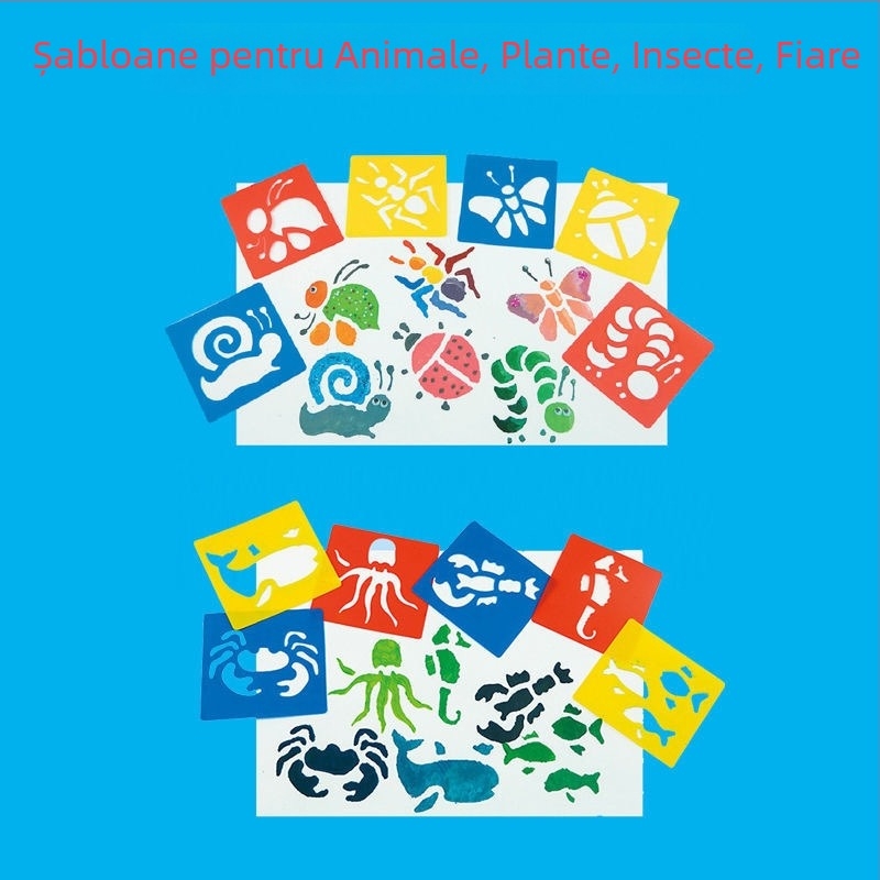 Jinyu Șabloane din plastic cu decupaje pentru desenul copiilor — insecte, animale, legume, fructe și motive de Crăciun; material: plastic; nu este importat; autorizare IP: Nu