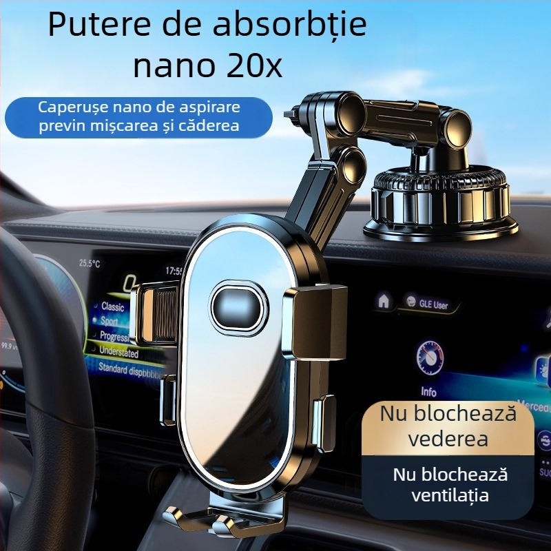 Suport pentru telefon auto – universal, montaj cu ventuză, compatibil cu parbrizul și bordul, fără alimentare