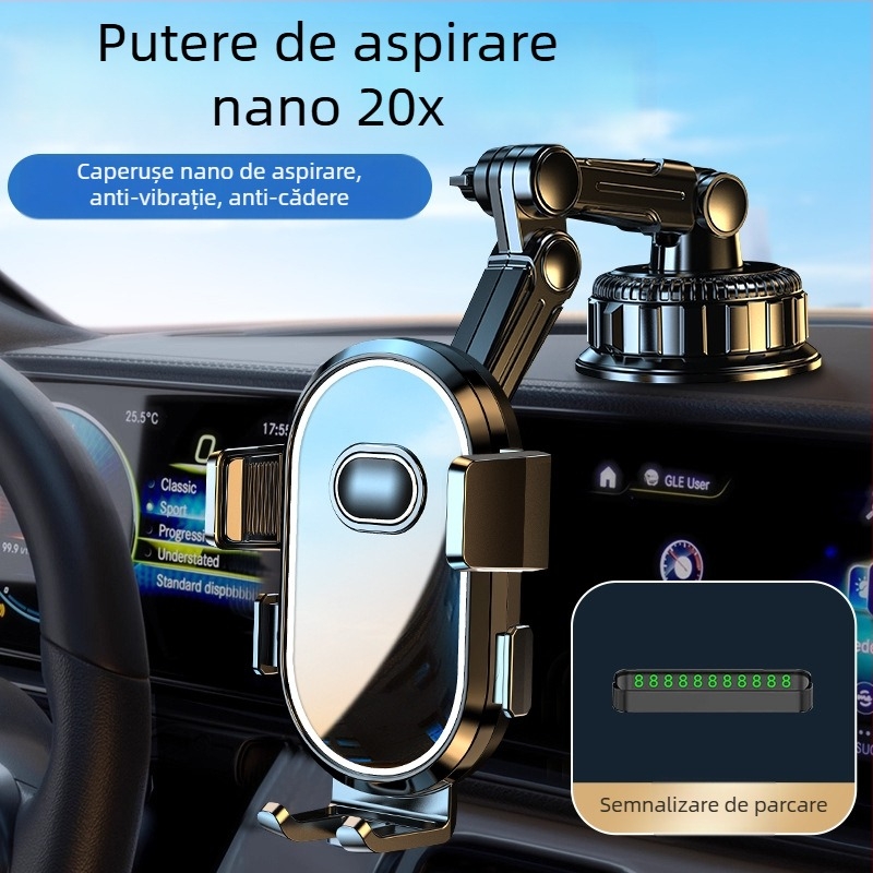 Suport pentru telefon auto – universal, montaj cu ventuză, compatibil cu parbrizul și bordul, fără alimentare