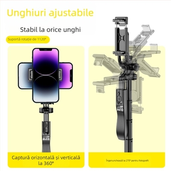 Selfie stick extins cu trepied, stabilizare Bluetooth, suport pentru telefon pe podea telescopic, personalizare logo, telecomandă inclusă