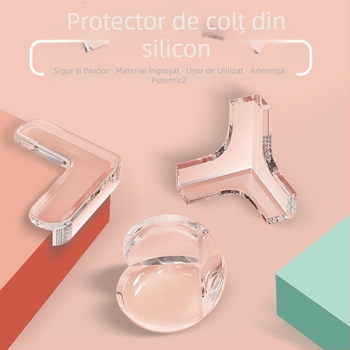 Protector de colț din silicon transparent, îngroșat, anti-coliziune, pentru colțuri de masă și ferestre, unghi drept