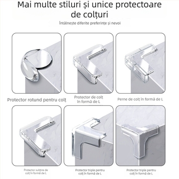 Protector de colț din silicon transparent, îngroșat, anti-coliziune, pentru colțuri de masă și ferestre, unghi drept