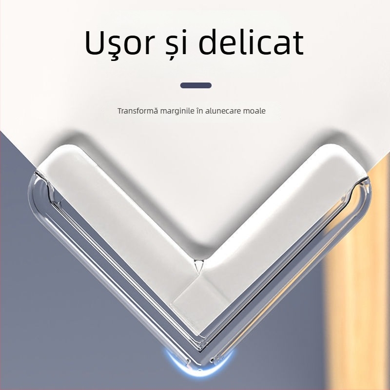 Protector de colț din silicon transparent, îngroșat, anti-coliziune, pentru colțuri de masă și ferestre, unghi drept