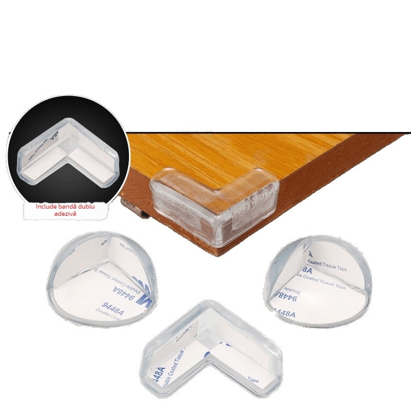 Protector de colț din silicon transparent, îngroșat, anti-coliziune, pentru colțuri de masă și ferestre, unghi drept
