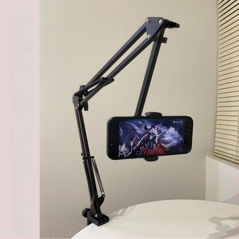 Suport pentru telefon și tabletă pentru noptieră, reglabil, montaj fără găuri, metal + ABS