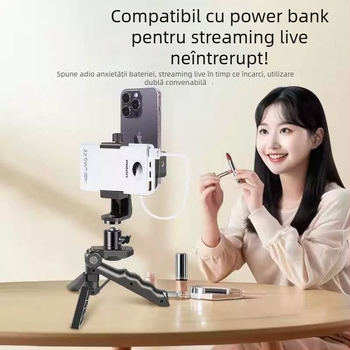 Stativ teleprompter pentru telefon — desktop și handheld, cu față dublă pentru transmisiuni live; corp din plastic, stil universal; suport personalizare; marcă privată autorizată; certificare 3C 2015010705782248.