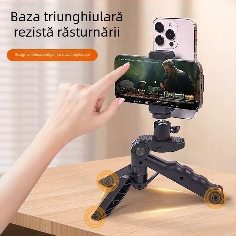 Stativ teleprompter pentru telefon — desktop și handheld, cu față dublă pentru transmisiuni live; corp din plastic, stil universal; suport personalizare; marcă privată autorizată; certificare 3C 2015010705782248.