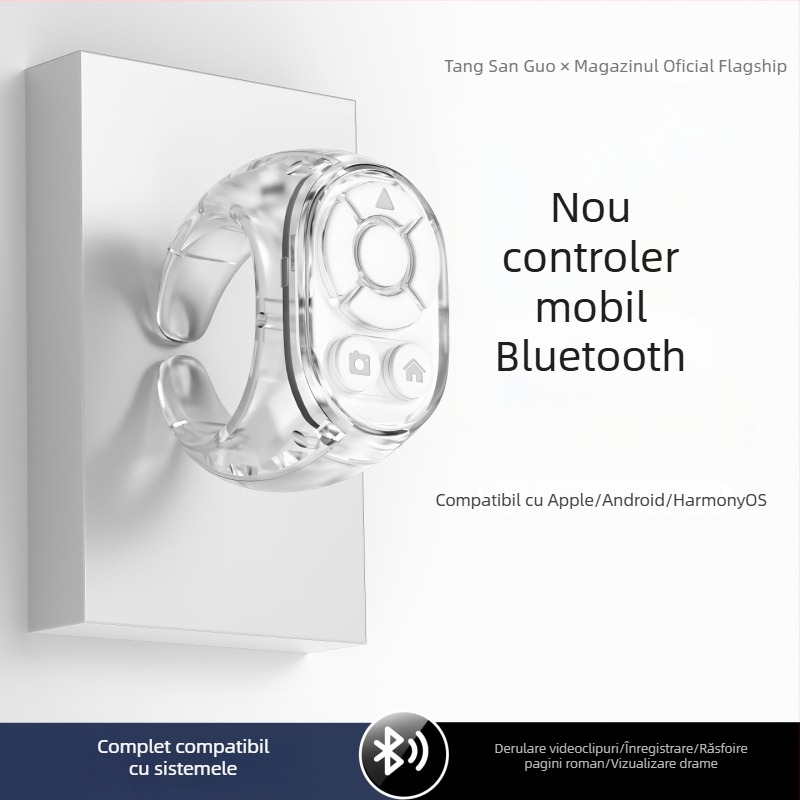 Inel Bluetooth cu telecomandă pentru selfie și videoclipuri scurte – dispozitiv pentru fotografiat și întoarcerea paginilor