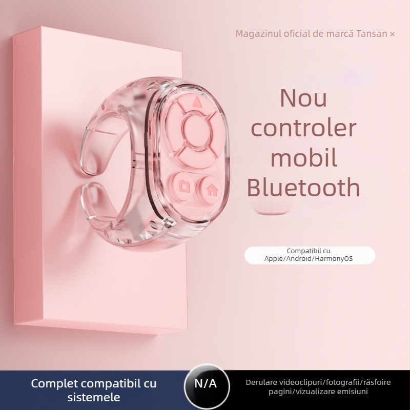 Inel Bluetooth cu telecomandă pentru selfie și videoclipuri scurte – dispozitiv pentru fotografiat și întoarcerea paginilor