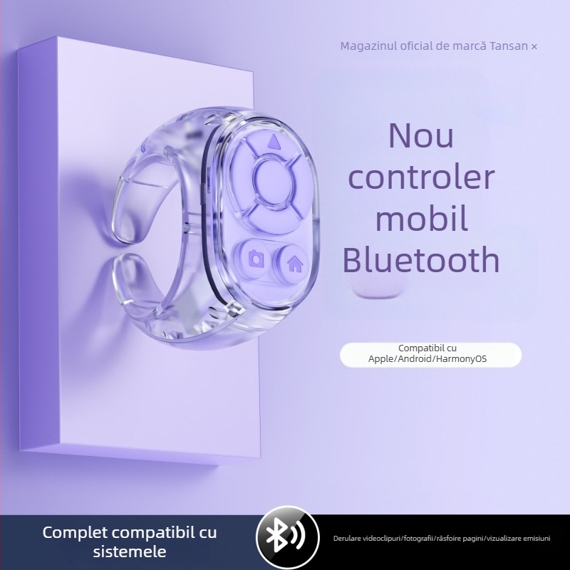 Inel Bluetooth cu telecomandă pentru selfie și videoclipuri scurte – dispozitiv pentru fotografiat și întoarcerea paginilor