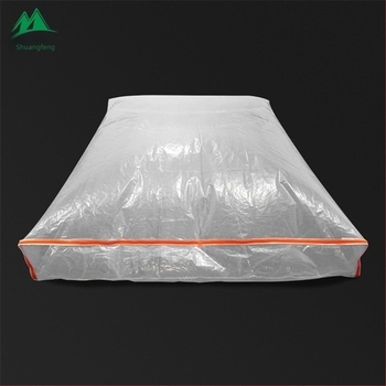 Sac protector pentru saltea din PE, transparent cu fermoar – proces Blown Film, imprimare logo, sarcină 50000, tip ambalaj