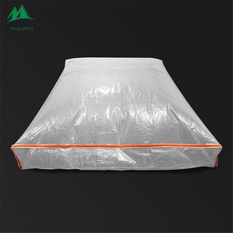 Sac protector pentru saltea din PE, transparent cu fermoar – proces Blown Film, imprimare logo, sarcină 50000, tip ambalaj