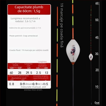 Plută de pescuit cu drift vertical — Yueyang threesome, material compozit, coadă subțire