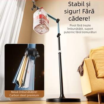 Suport pentru telefon pentru overhead, cu bază pe podea, anti-șoc, din aliaj de aluminiu, pentru live streaming și filmări vlog