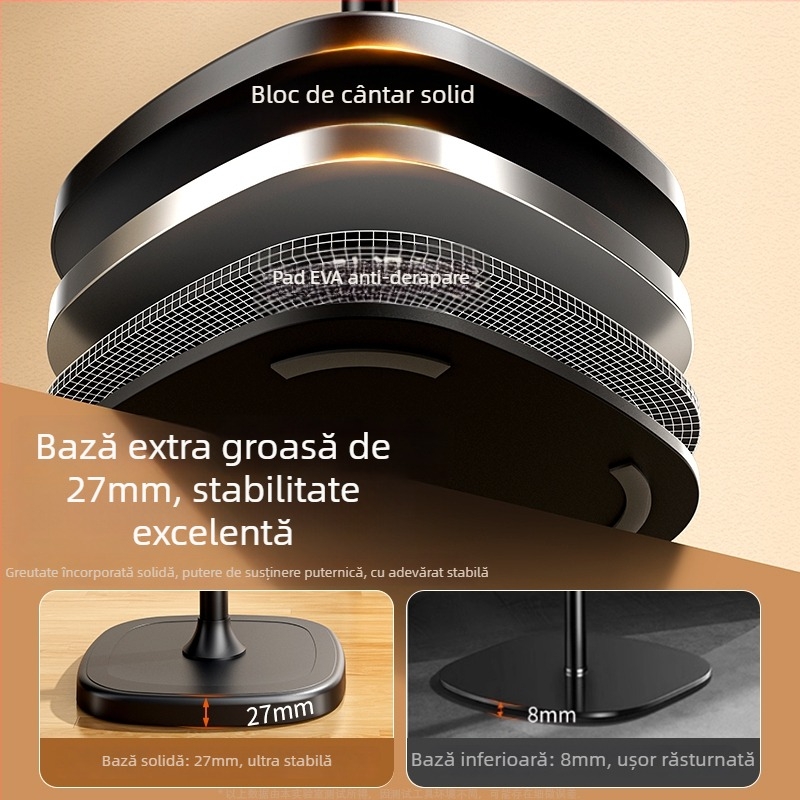 Suport pentru telefon pentru overhead, cu bază pe podea, anti-șoc, din aliaj de aluminiu, pentru live streaming și filmări vlog