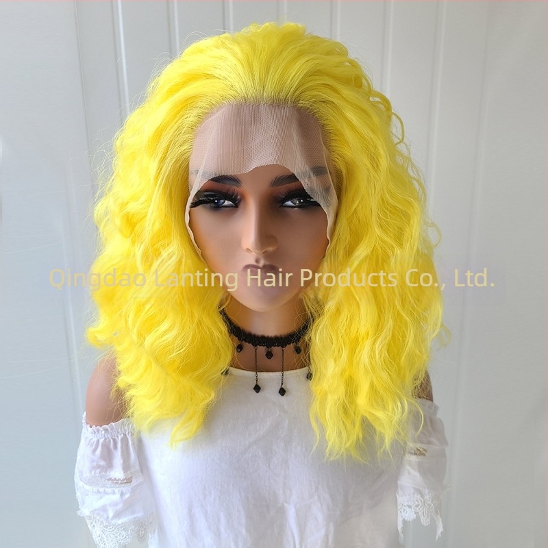 Perucă LS-36 pentru femei, parte medie, fibre rezistente la temperaturi înalte, țesut parțial manual