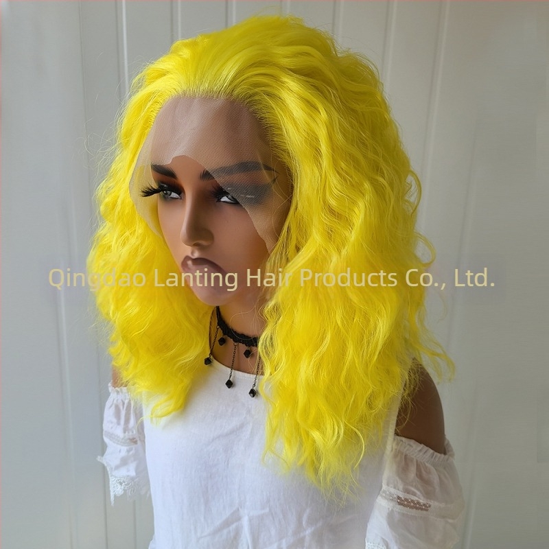 Perucă LS-36 pentru femei, parte medie, fibre rezistente la temperaturi înalte, țesut parțial manual