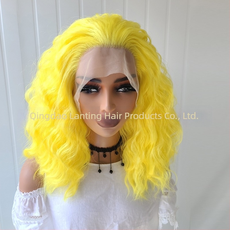 Perucă LS-36 pentru femei, parte medie, fibre rezistente la temperaturi înalte, țesut parțial manual