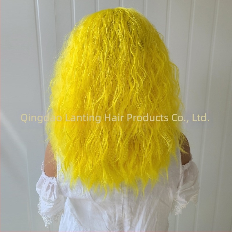 Perucă LS-36 pentru femei, parte medie, fibre rezistente la temperaturi înalte, țesut parțial manual