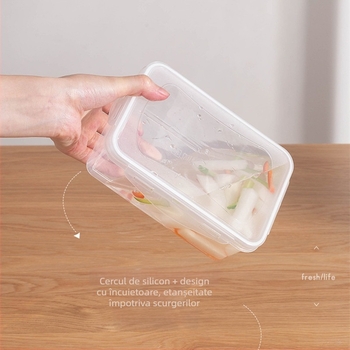 Set dreptunghiular de cutii din plastic pentru păstrarea alimentelor, capacitate 1–2 L, compatibil cu microunde, cu un singur nivel