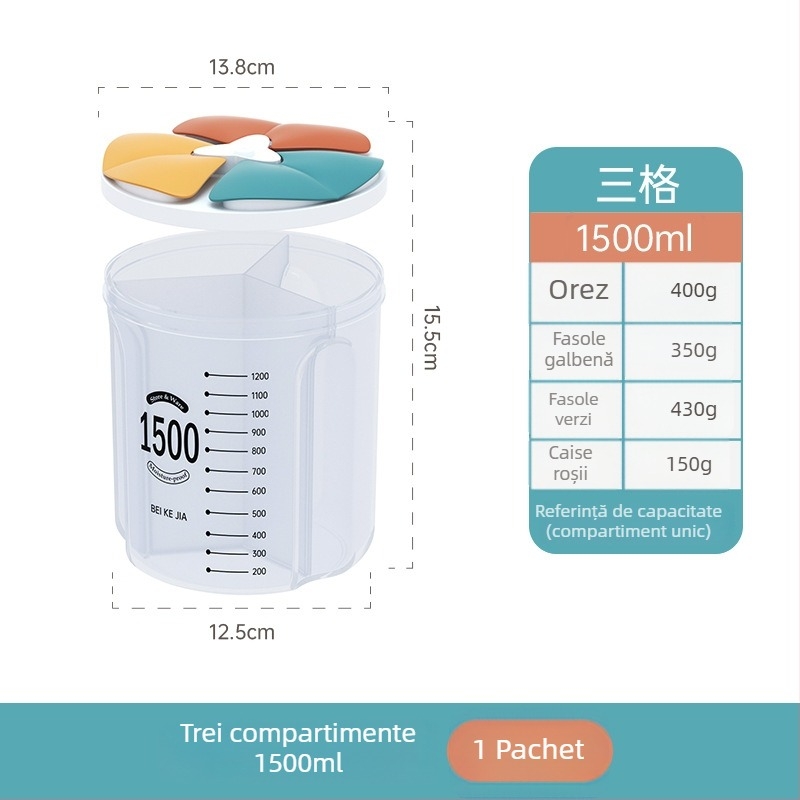 Borcan plastic sigilat pentru cereale – formă neregulată, personalizabil (Material: Plastic; Formă: Neregulată; Personalizabil: Da)