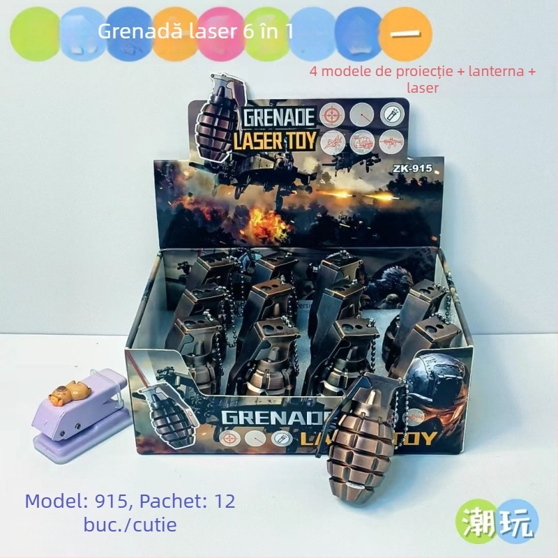 Dispozitiv laser multifuncțional cu lanternă, busolă și lupă – corp din metal și plastic; brand Blue Whale Things; stil: distractiv la modă; potrivit ca dar: alte ocazii; fără logo