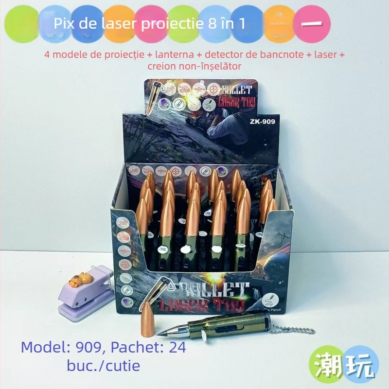 Dispozitiv laser multifuncțional cu lanternă, busolă și lupă – corp din metal și plastic; brand Blue Whale Things; stil: distractiv la modă; potrivit ca dar: alte ocazii; fără logo