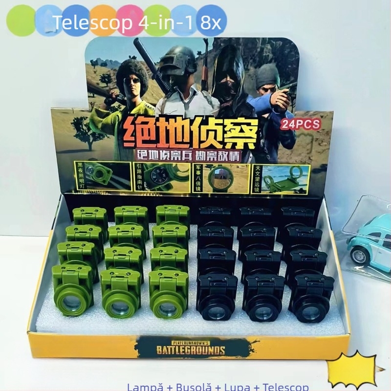 Dispozitiv laser multifuncțional cu lanternă, busolă și lupă – corp din metal și plastic; brand Blue Whale Things; stil: distractiv la modă; potrivit ca dar: alte ocazii; fără logo