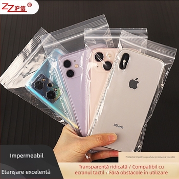 Pungă protecto-medicală de unică folosință pentru telefon, pentru medici și assistente, transparentă, LDPE, compatibilă cu ecranul tactil, sigilare 1,5–2 cm