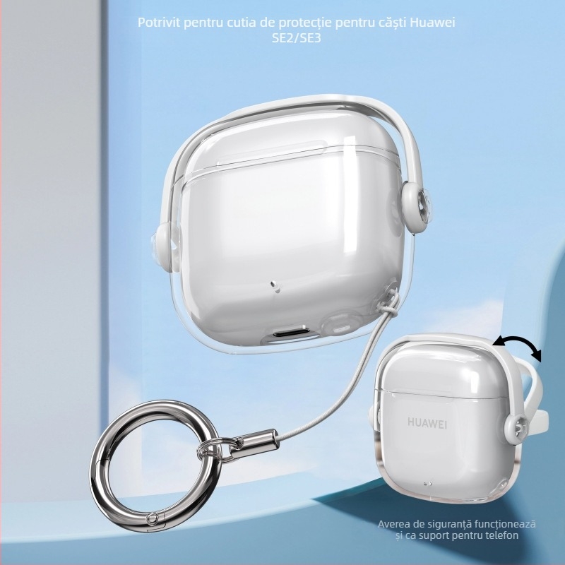 Husă de protecție Huawei FreeBuds SE – transparentă, cu încuietoare, husă moale portabilă, material PC/TPU