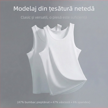 Vesta fără mâneci pentru bărbați, bumbac stretch (uscare rapidă, respirabilă, croială slim)