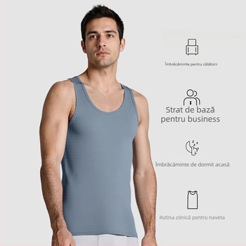 Vesta fără mâneci pentru bărbați, bumbac stretch (uscare rapidă, respirabilă, croială slim)