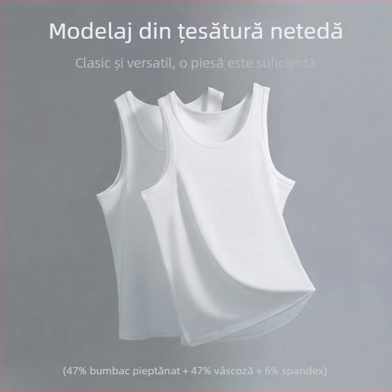 Vesta fără mâneci pentru bărbați, bumbac stretch (uscare rapidă, respirabilă, croială slim)