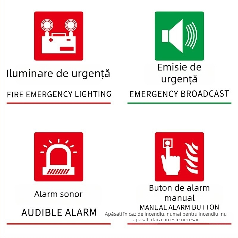Beilong Semnalizare de incendiu din acrilic — buton de alarmă manual, personalizabil, semnal sonor și luminos