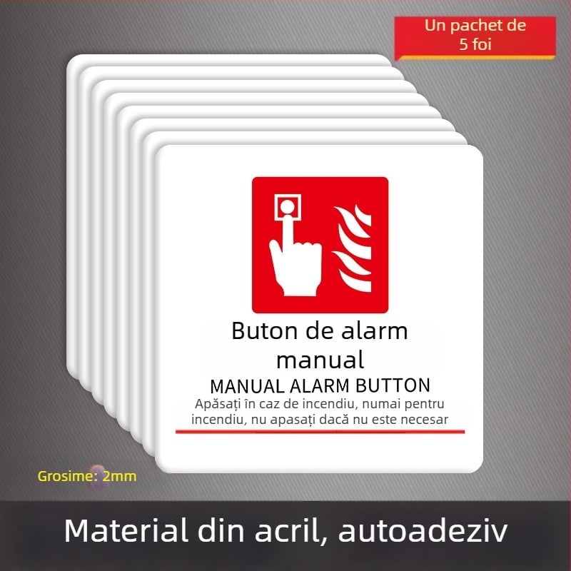Beilong Semnalizare de incendiu din acrilic — buton de alarmă manual, personalizabil, semnal sonor și luminos