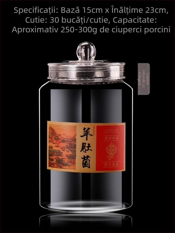 Recipient plastic alimentar cu capac rotund cu mărgele pentru coji de mandarin, fish maw, ciuperci morel și plante medicinale nutritive; material PET, cu capac; personalizare disponibilă; capacități: 1219, 1216, 1523, 1220.